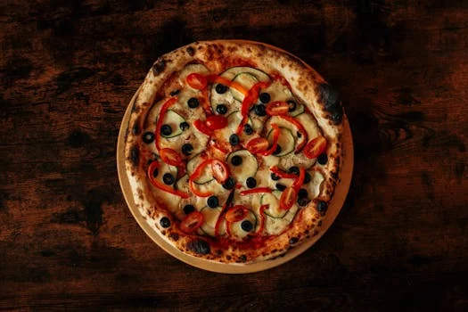 veggie pizza colorful vegetables cheese